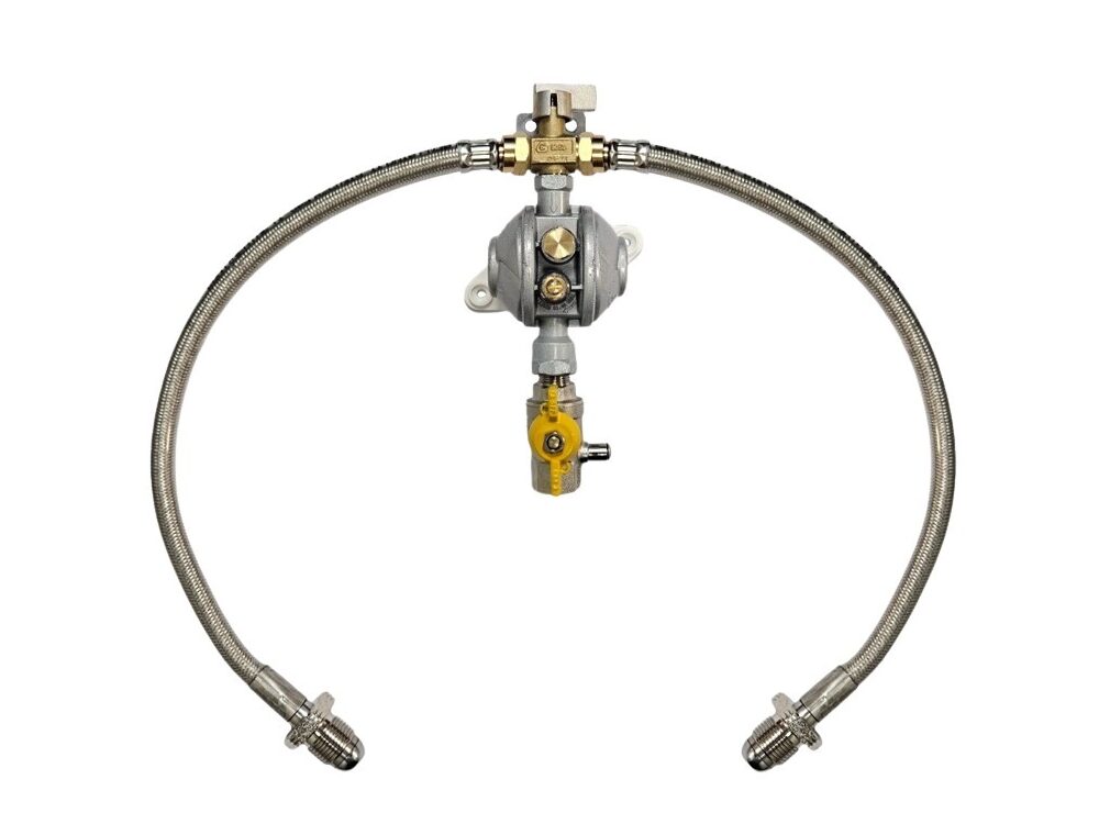 Manual Wall Mounted Gas Changeover with OPSO & Stainless Steel Pigtails | MB2C-MAN-429-POL-SS