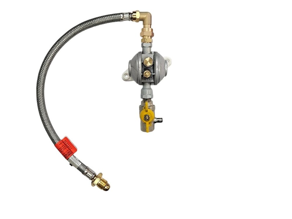Single Wall Mounted LPG Regulator with OPSO & Over-Braided Pigtail - MBSIN-OPSO-429-OB