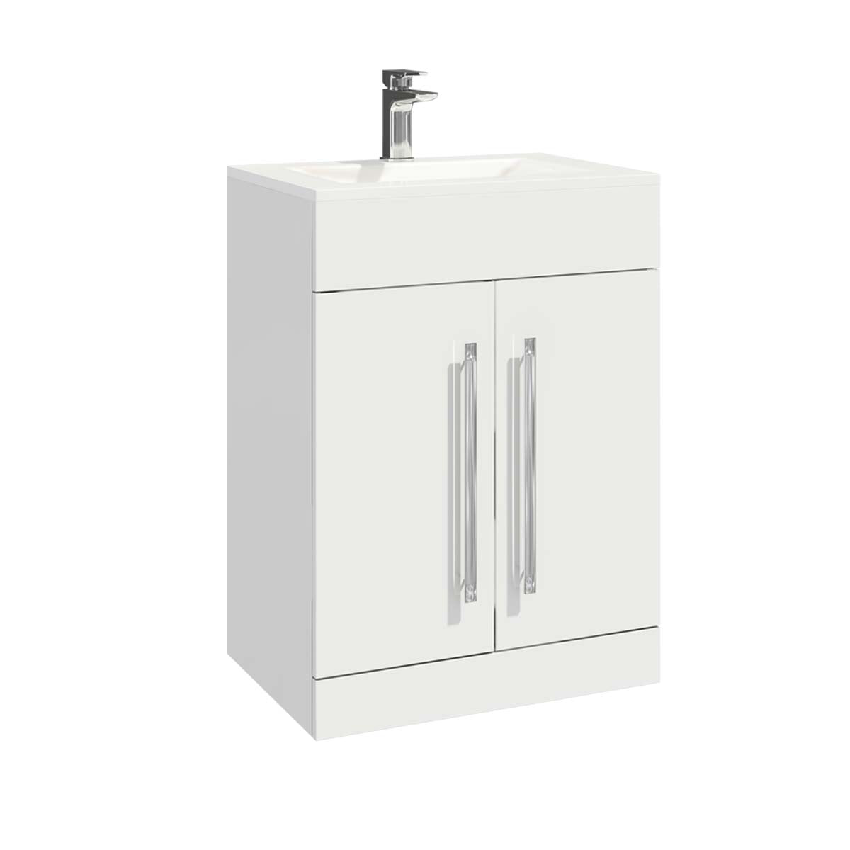 Lili 600mm Floor-Standing Vanity Unit – Dual Door, Gloss White or Matt Grey (Floor-mounted)