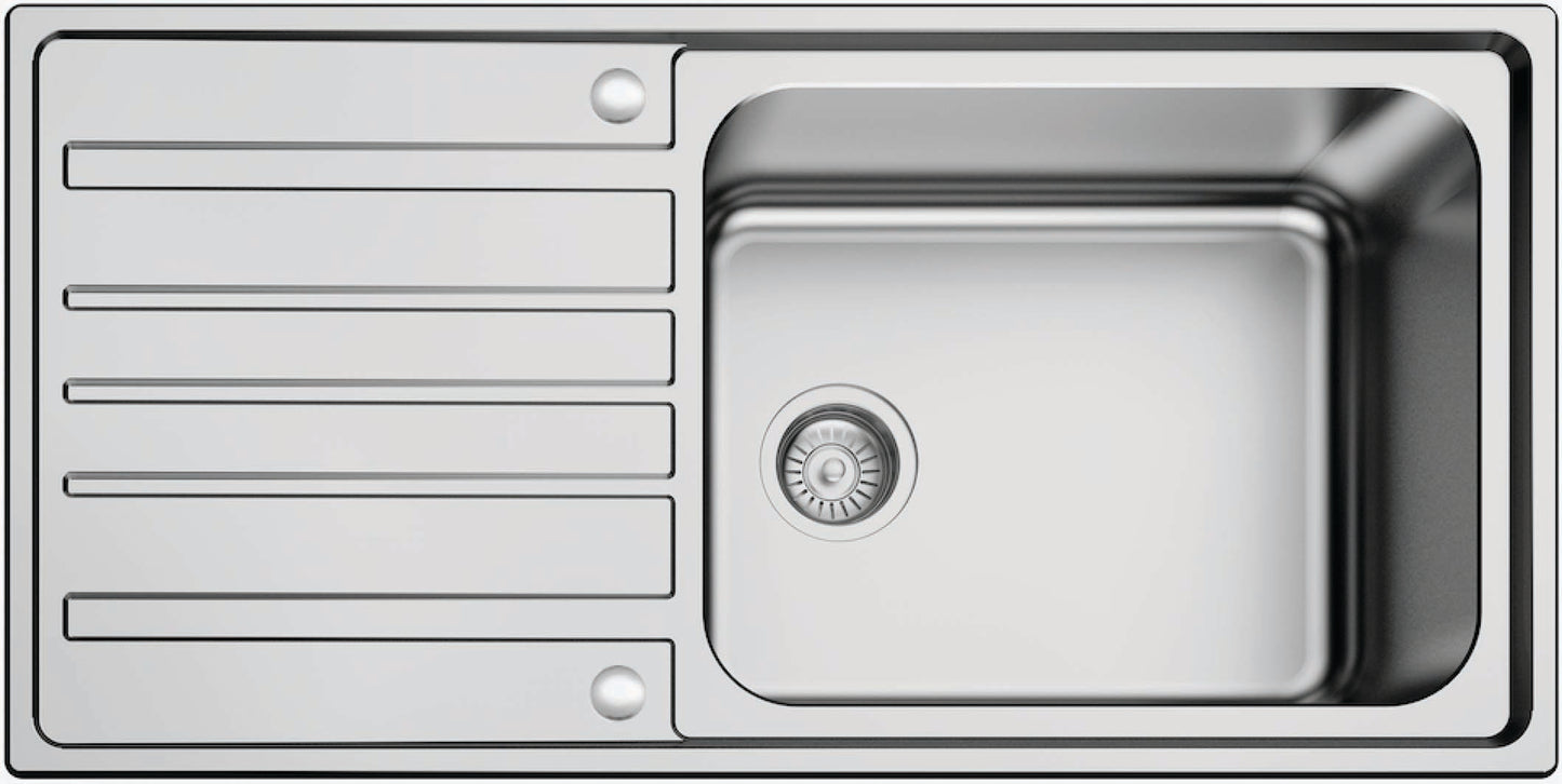 Superdeep Inset Kitchen Sink – 1 Bowl + 1 Drainer, Extra‑Deep, Stainless Steel