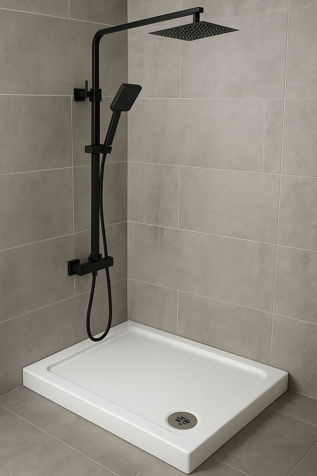 Verne Exposed Thermostatic Square Shower System – Black
