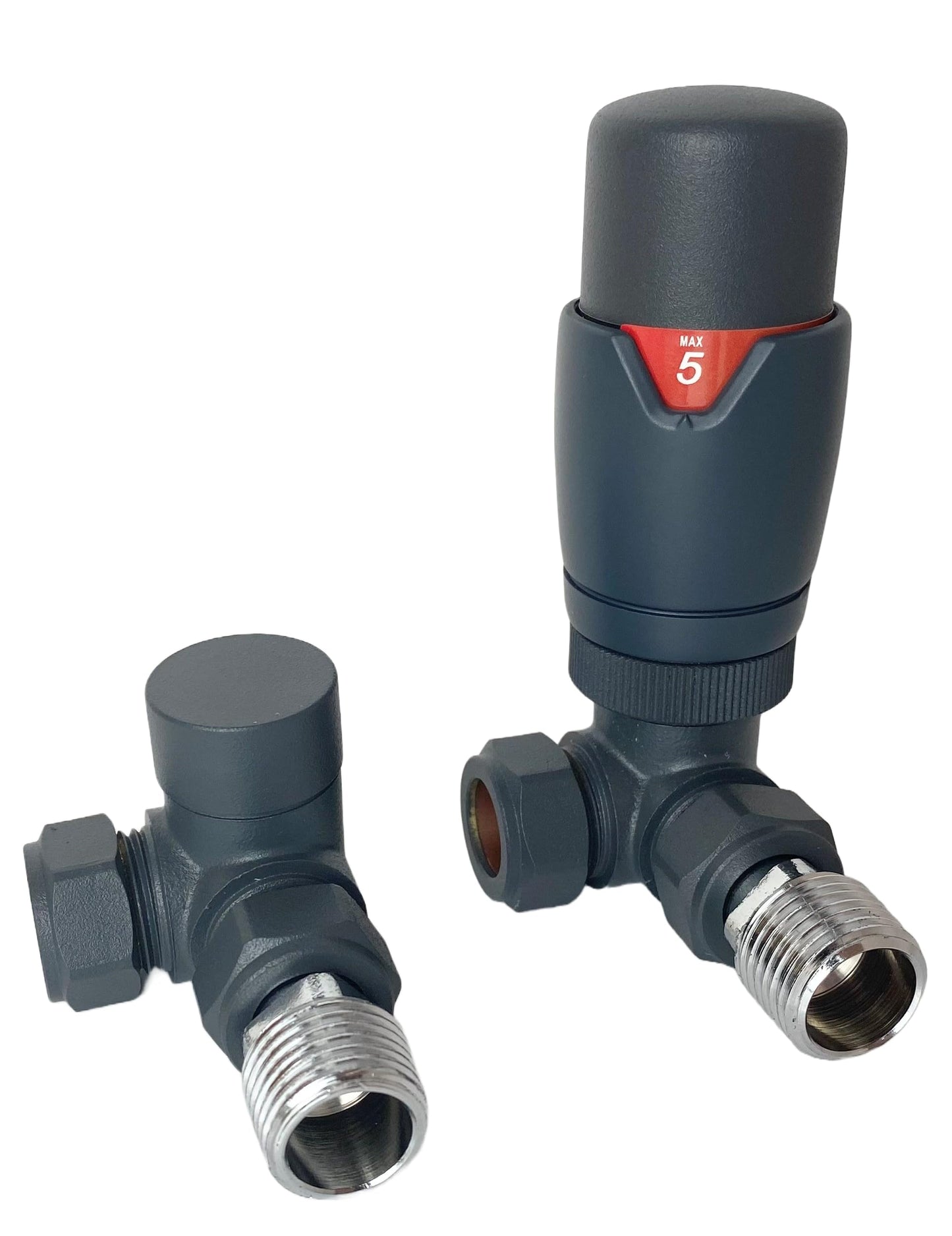 Designer Angled Radiator Valve Twin Pack – Anthracite