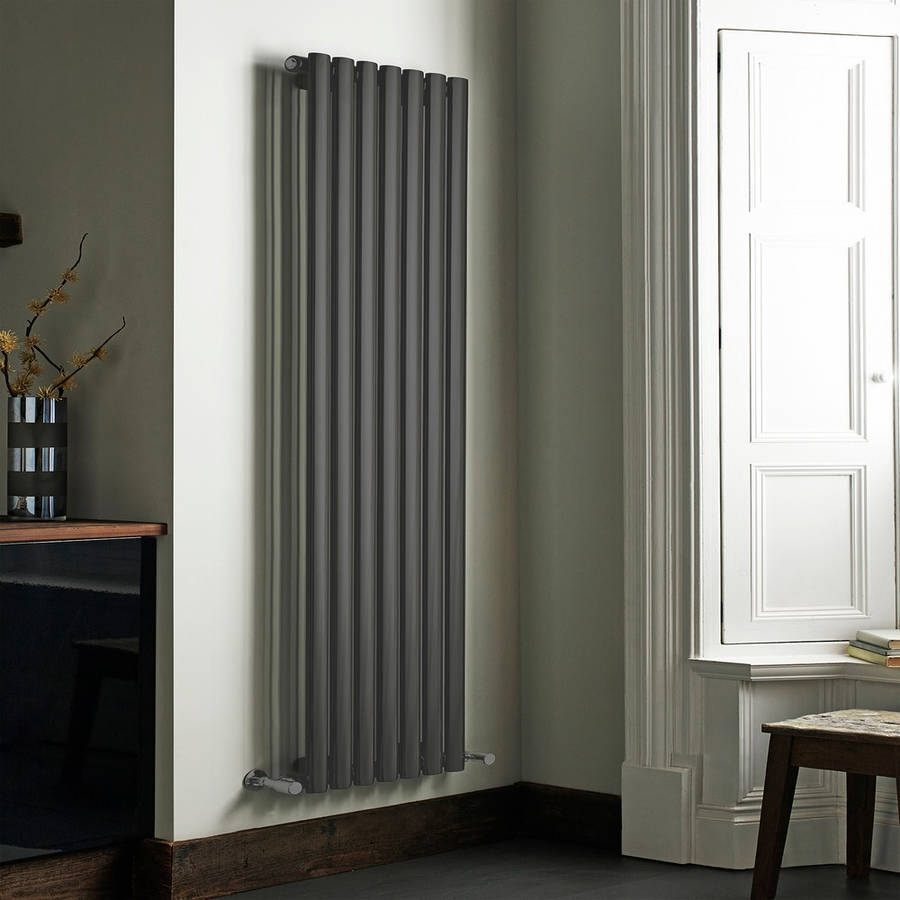 Aspen Vertical Double Radiator – Textured Grey 1600 x 430mm
