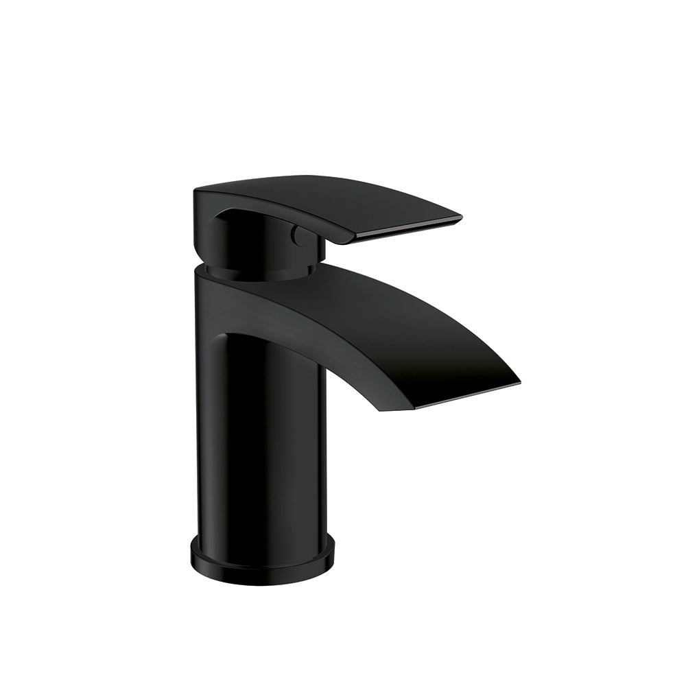Belini Black Mono Basin Mixer Tap – Matt Black, Includes Click‑Waste