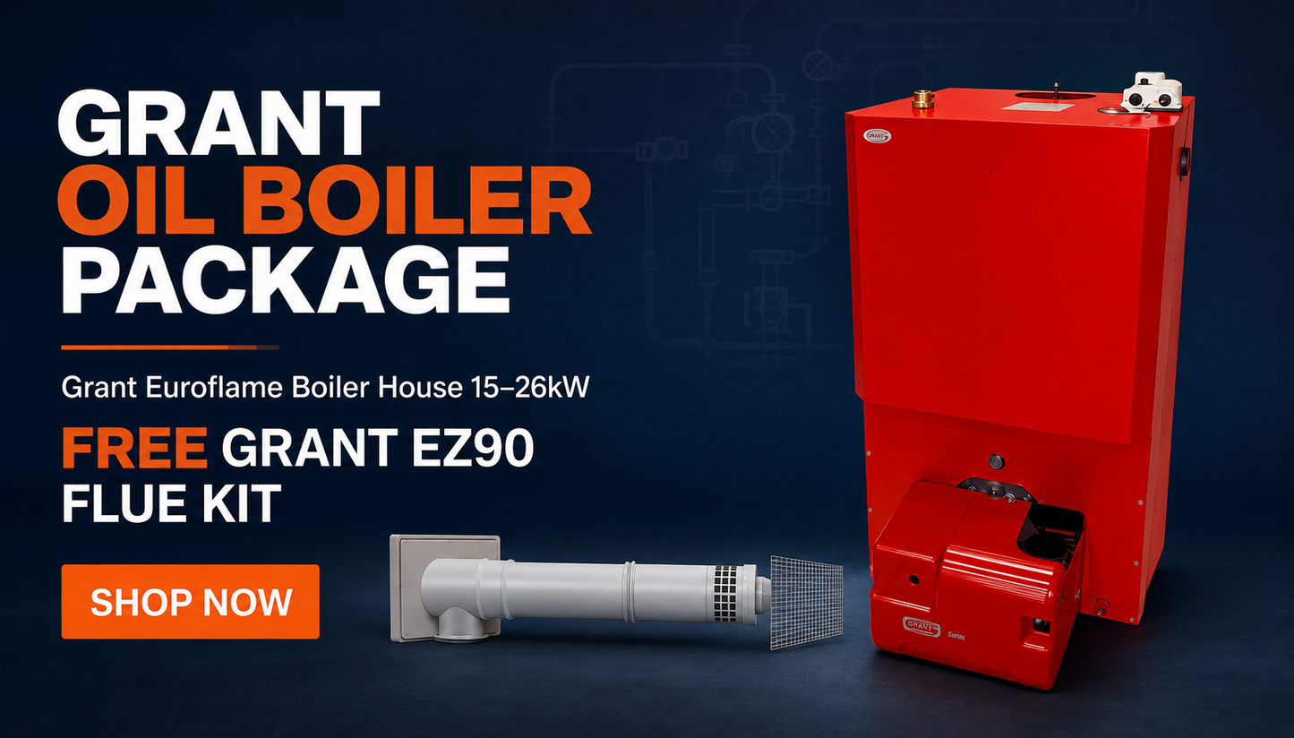 Grant Euroflame Boiler House 15–26kW Condensing Oil Boiler & FREE EZ90 Flue Kit