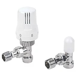 15mm Angled Thermostatic Radiator Valve Twin Pack