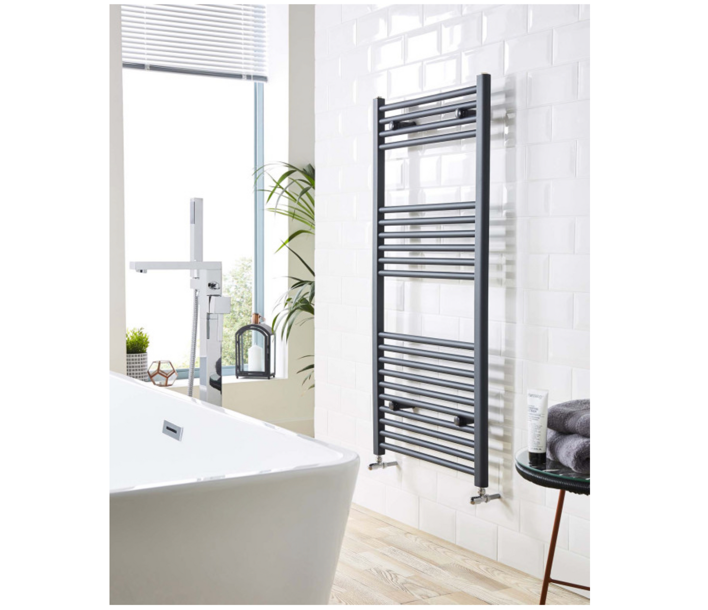 K-Rail Straight Heated Towel Rail 1600mm H x 500mm W - Anthracite