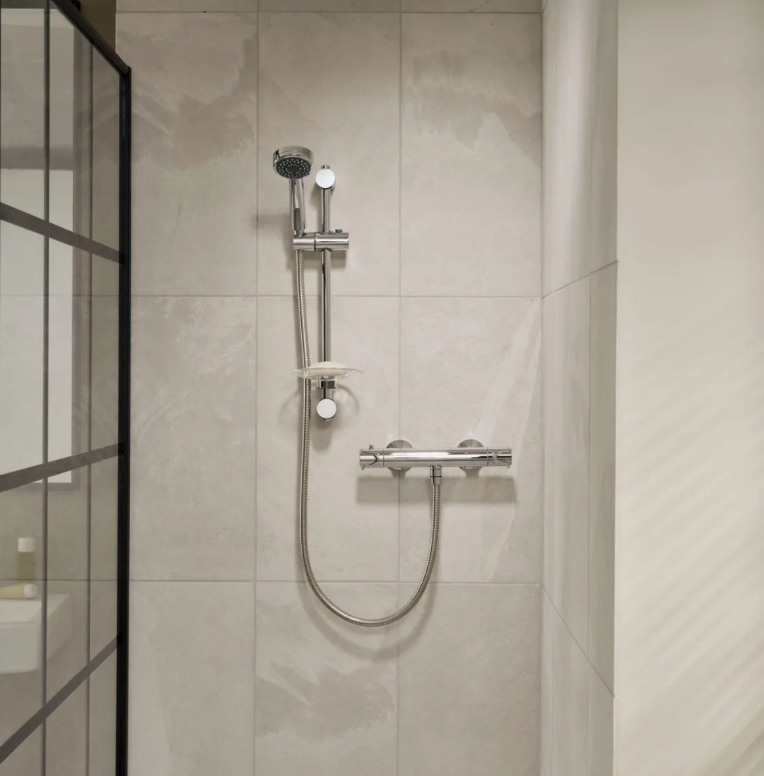 Dene Cool Thermostatic Shower, Touch Bar Mixer c/w Fixing Brackets
