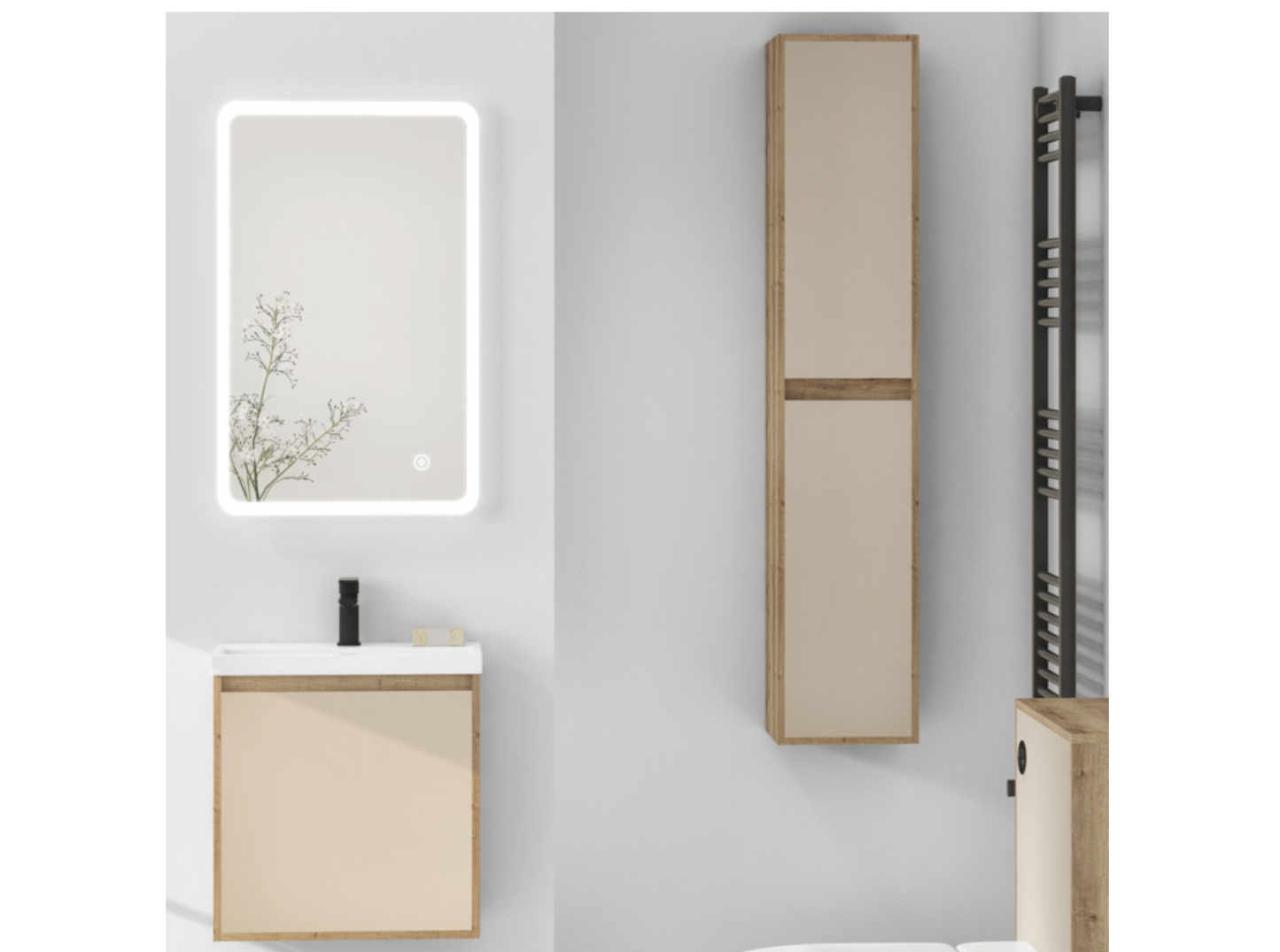 Synergy Craft 500mm Oak & Clay Wall Hung Cloakroom Unit