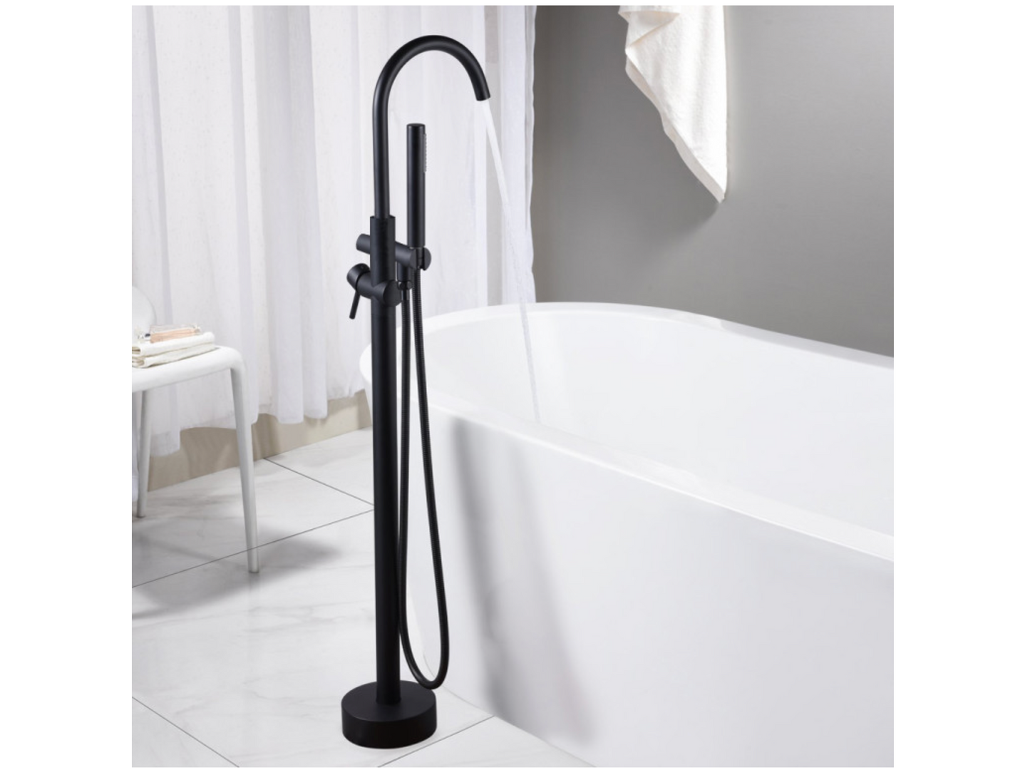Synergy Studio G Black Freestanding Bath Shower Mixer