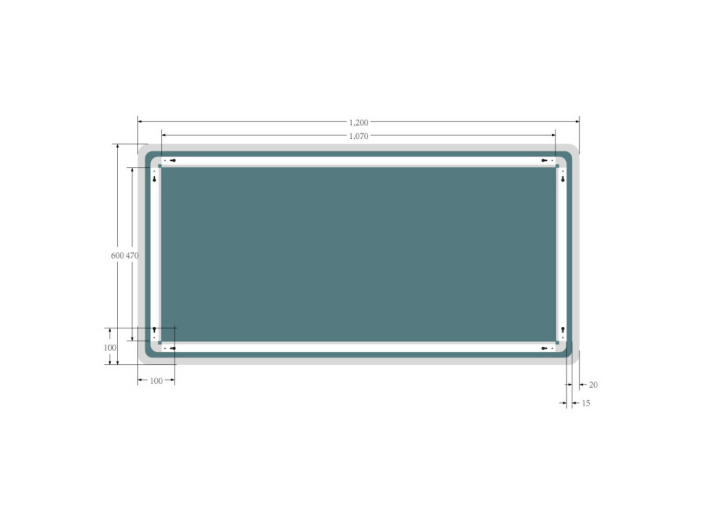 Synergy Yama 1200mm LED Strip Mirror With Touch Switch