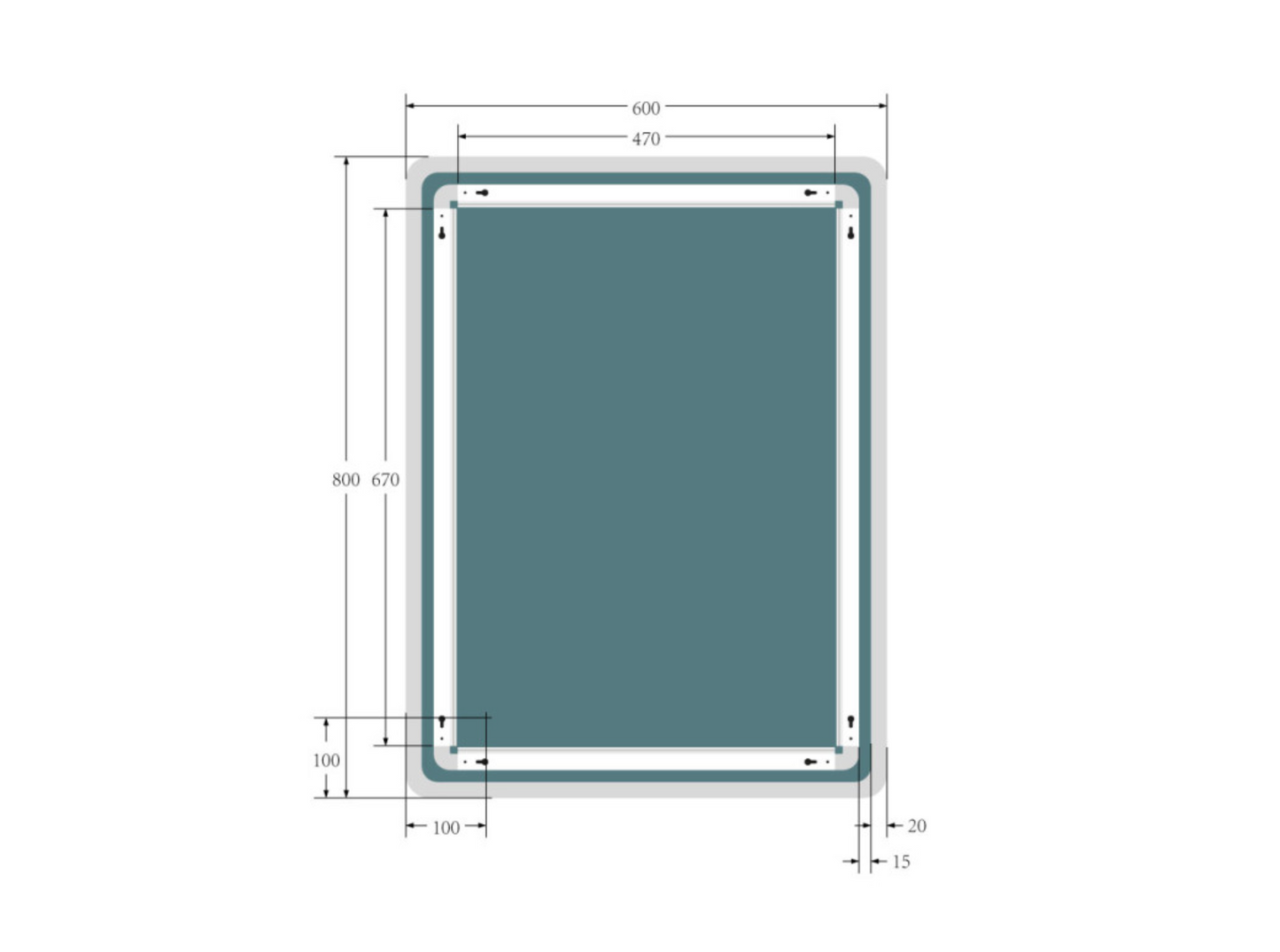 Synergy Yama 600mm LED Strip Mirror With Touch Switch