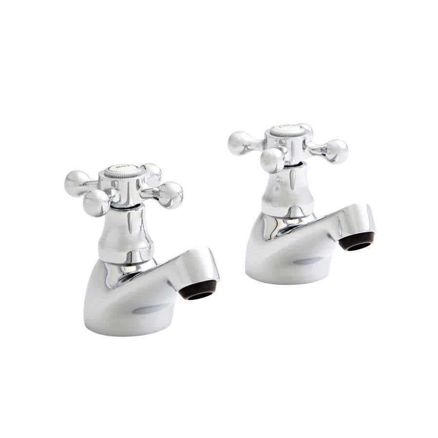 Viktory Basin Pillar Taps – Traditional Chrome Hot & Cold Tap Pair