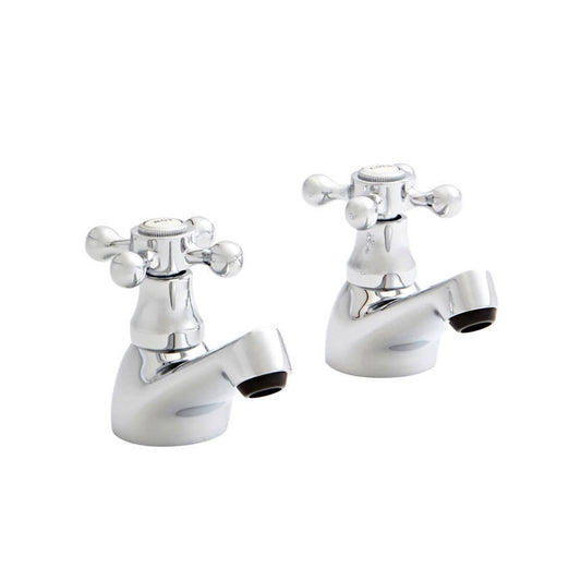 Viktory Basin Pillar Taps – Traditional Chrome Hot & Cold Tap Pair