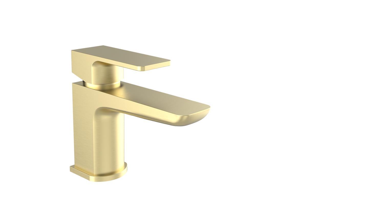 Kolt Mini Mono Basin Mixer Tap – Brushed Brass Finish