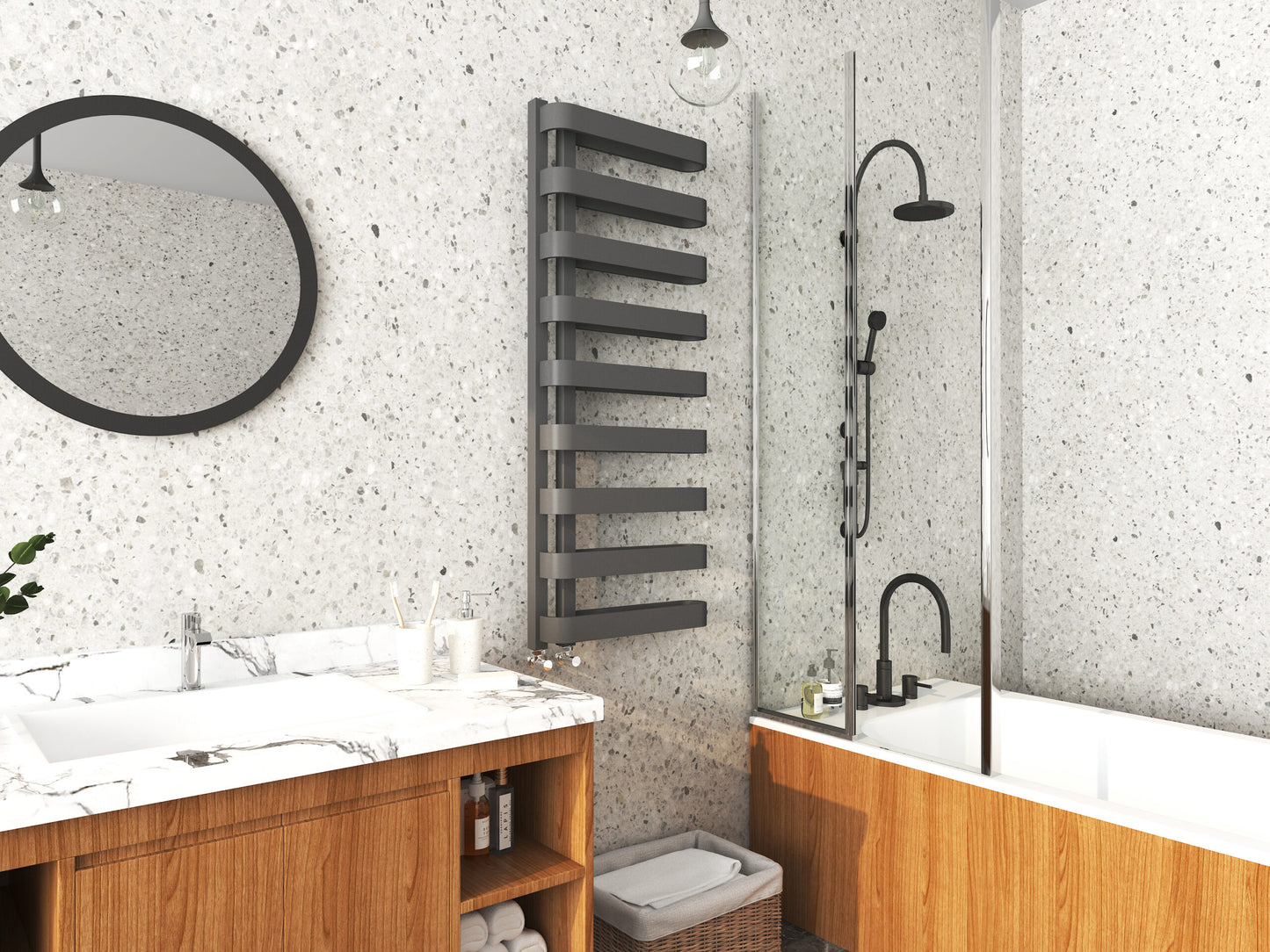 Kartell Texas 1300 × 500 mm Anthracite Matt Heated Towel Rail – Vertical Designer Radiator