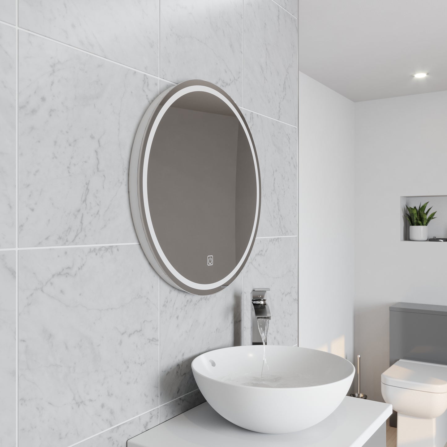 Vista 600 mm Circular LED Bathroom Mirror – Touch & Demister