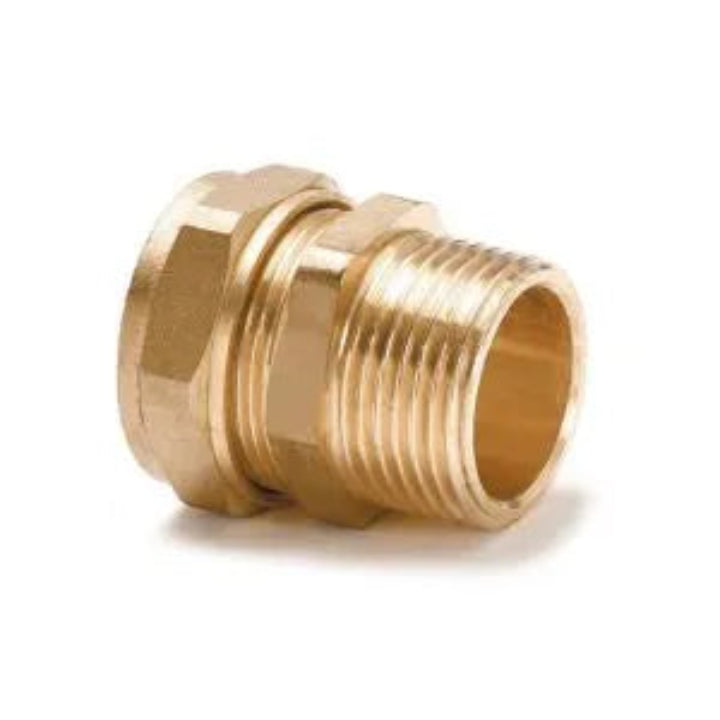 ¾" Male Iron to 22mm Copper Straight Compression Fitting – Brass Plumbing Connector