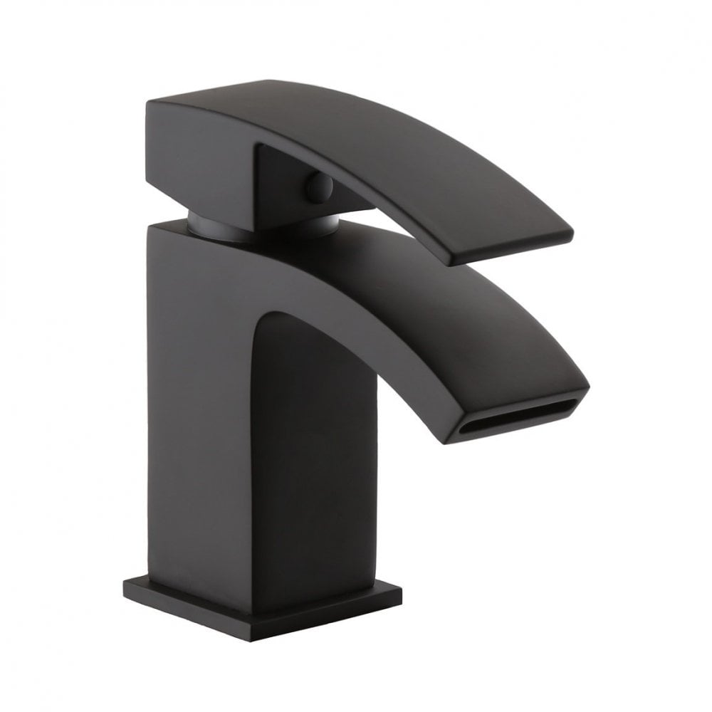 Fiuto Nero Mono Basin Mixer – Matt Black with Black Waste