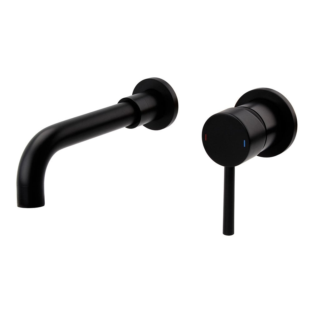 Nero Round Wall Mounted Basin Mixer Black