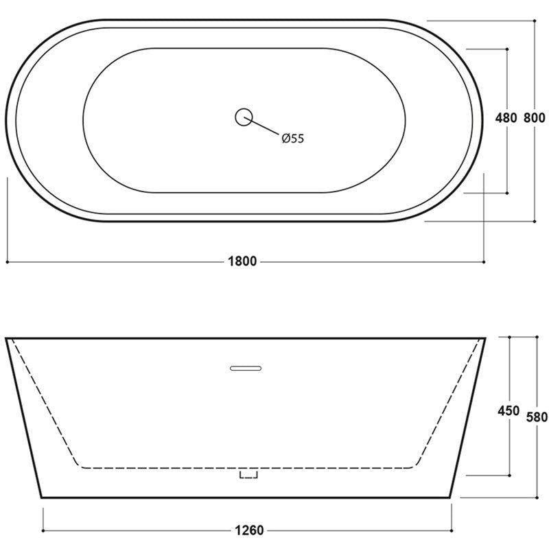 Synergy Lugano 1700mm Modern Freestanding Bath