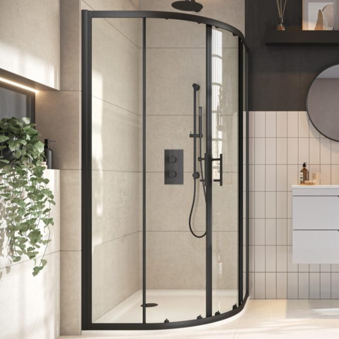 Scudo Black Shower Enclosure – Framed Glass with Matt Black Finish