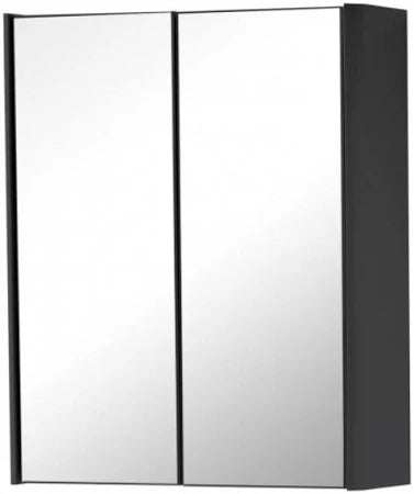 Arc 600 mm Two-Door Mirror Cabinet – Matt Graphite Finish