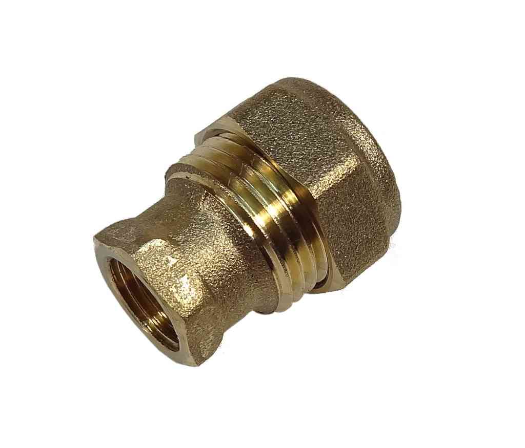 15mm x 1/4" Compression Straight Connector Female Iron | Brass Fitting