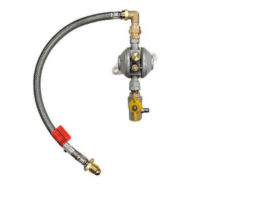 Single Wall Mounted LPG Regulator with OPSO & Over-Braided Pigtail - MBSIN-OPSO-429-OB