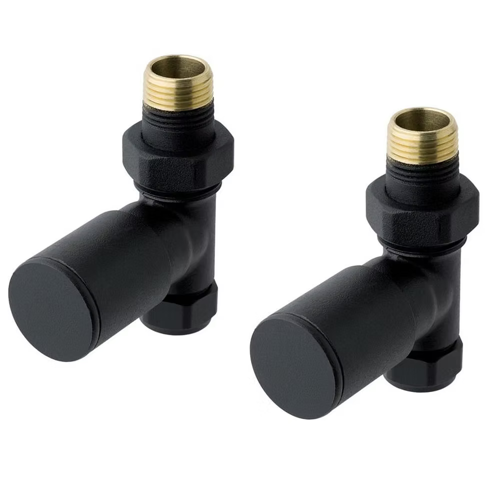 Black Straight Radiator Valve – 15 mm Compression, Matt Black Finish