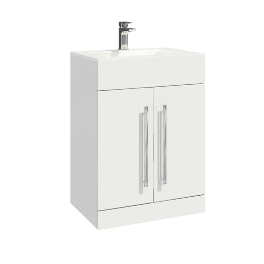 Lili 600mm Floor-Standing Vanity Unit – Dual Door, Gloss White or Matt Grey (Floor-mounted)