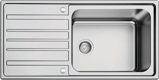 Superdeep Inset Kitchen Sink – 1 Bowl + 1 Drainer, Extra‑Deep, Stainless Steel