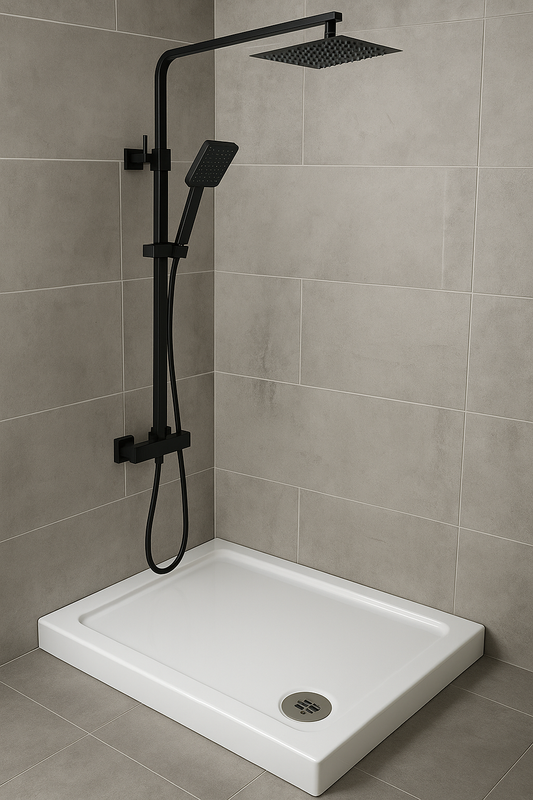 Verne Exposed Thermostatic Square Shower System – Black