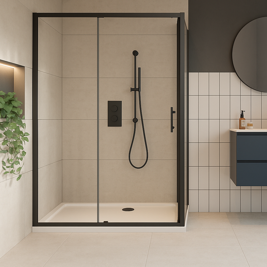 S6+ 1200 Sliding Shower Door – Black Frame