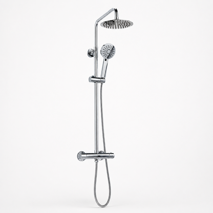 Round Thermostatic Rigid Riser Mixer Shower Set – Chrome