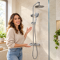 Round Thermostatic Rigid Riser Mixer Shower Set – Chrome