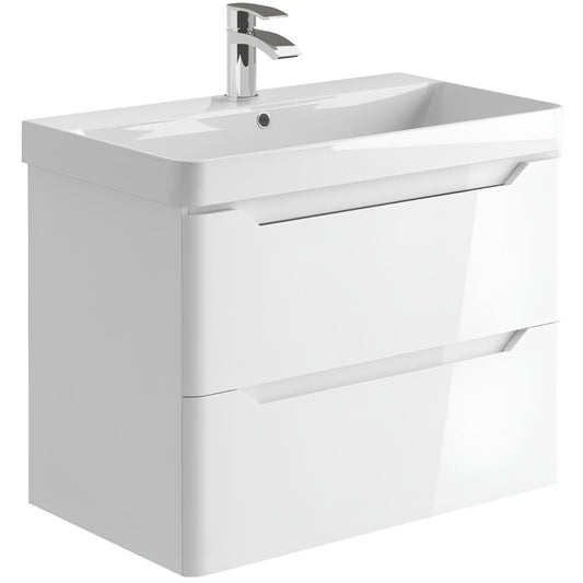 Ella 800 × 444 × 550 mm Wall‑Mounted Vanity Unit – 2 Soft‑Close Drawers