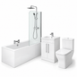 Giavani Complete Bathroom Suite – 1700mm Bath, Gloss White Vanity & Chrome Fittings