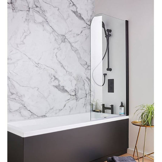 Nero Round Bath Screen – Black Frame with Curved Top
