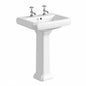 600MM 2 Tap Hole Basin with Full Pedestal