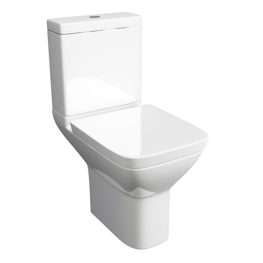 Project Square Close-Coupled Toilet Pan, Cistern & Soft-Close Seat