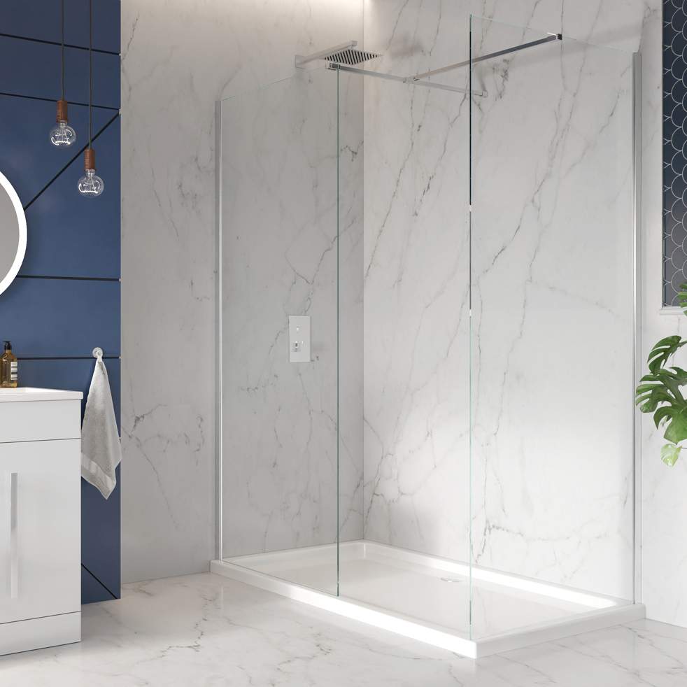 Scudo 1100mm Wet Room Glass Panel – Frameless 8mm Safety Glass