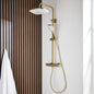 Kolt Brushed Brass Shower – Overhead Drench Head & Sliding Handset