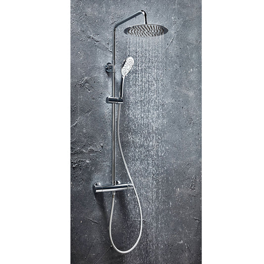 Messi Round Cool Touch Thermostatic Shower Set – 250 mm Drench Head & Rigid Riser