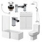 Hyde Bathroom Suite with 1700mm LH Bath, Toilet, Artis Vanity, Taps, Shower, Screen & Waste