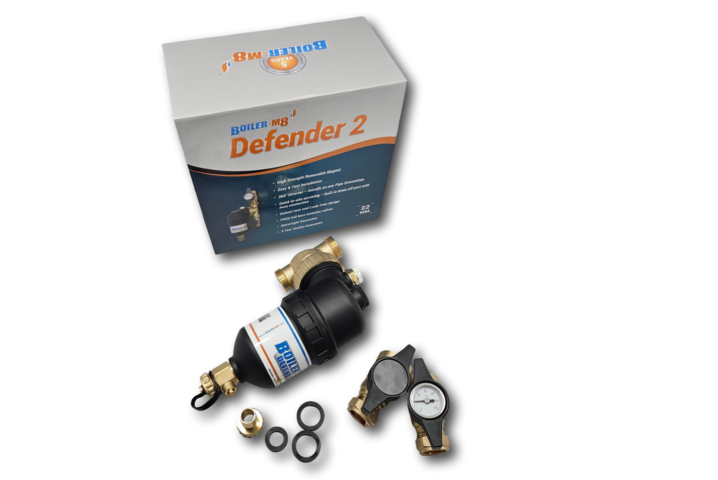 Boiler-m8 Defender-2 22mm Central Heating Magnetic System Boiler Filter + Valves