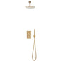 Scudo Core Brushed Brass Shower Set – Built-in Valve, Handset & Wall-Mounted Head