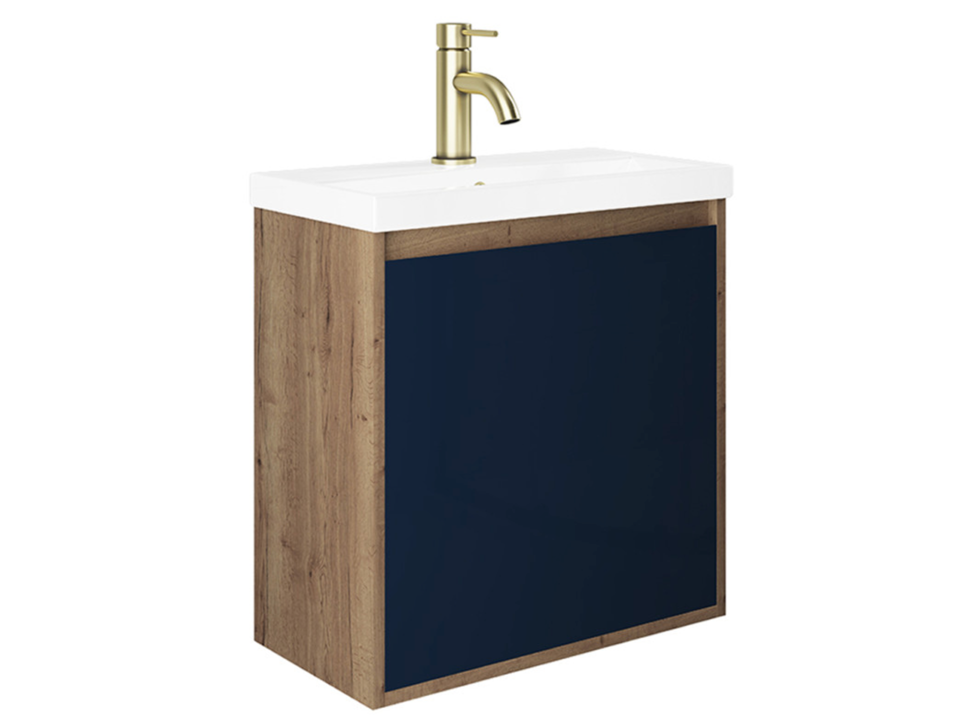 Synergy Craft 500mm Oak & Indigo Blue Wall Hung Cloakroom Unit