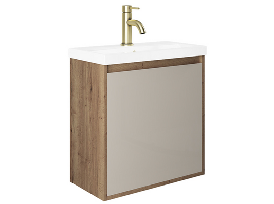 Synergy Craft 500mm Oak & Clay Wall Hung Cloakroom Unit