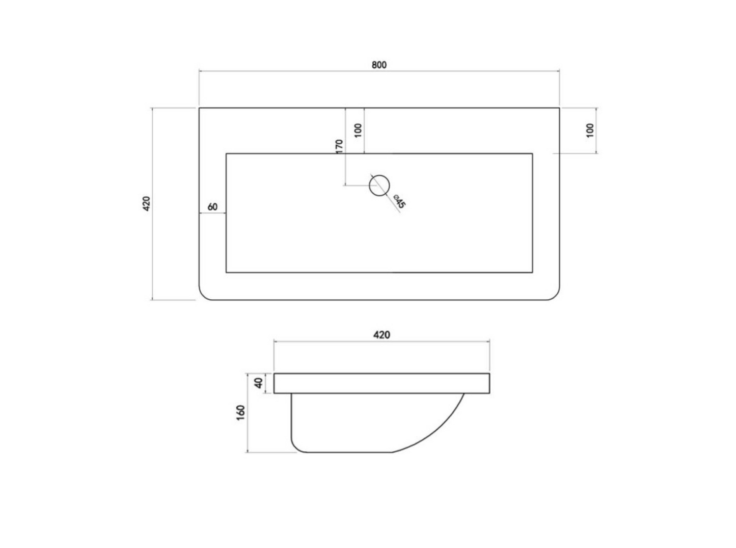 Synergy Linea 800mm 1 Tap Hole Basin